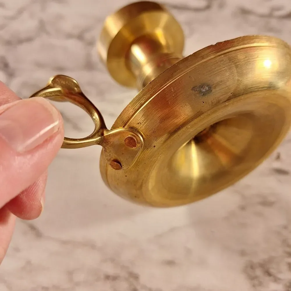 Vintage Mid 20th Century Brass‎ Candle Holder 3.5